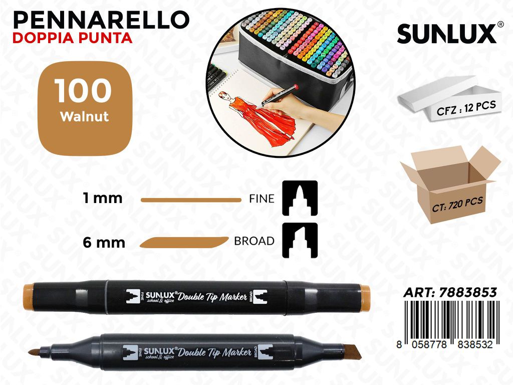 Double Tip Marker N.100 Walnut