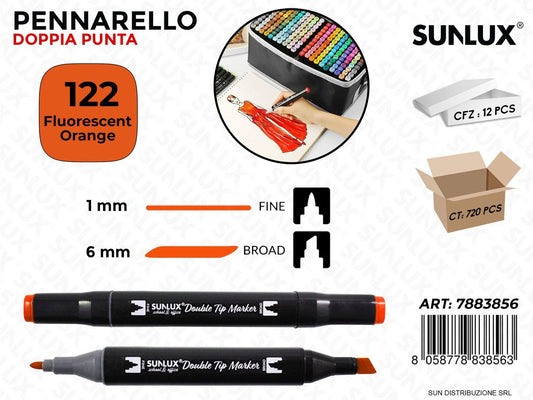 Double Tip Marker N.122 Fluorescent Orange