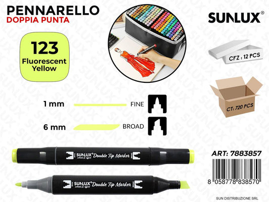 Double Tip Marker N.123 Fluorescent Yellow