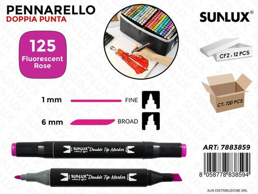 Double Tip Marker N.125 Fluorescent Rose