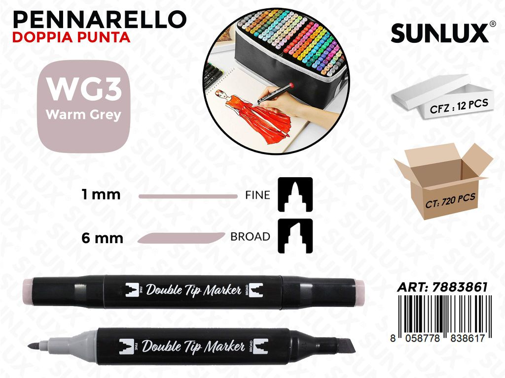Double Tip Marker N. WG3 Warm Grey