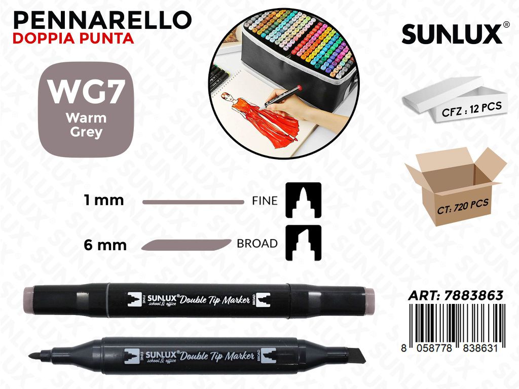 Double Tip Marker N. WG7 Warm Grey