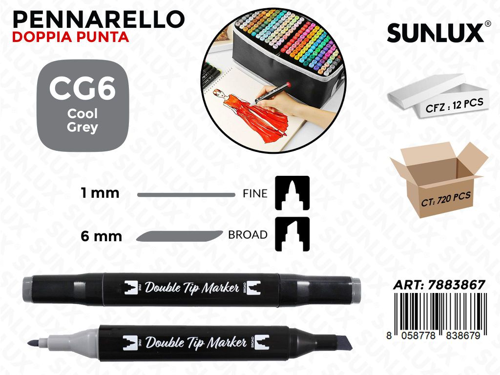 Double Tip Marker N. CG6 Cool Grey