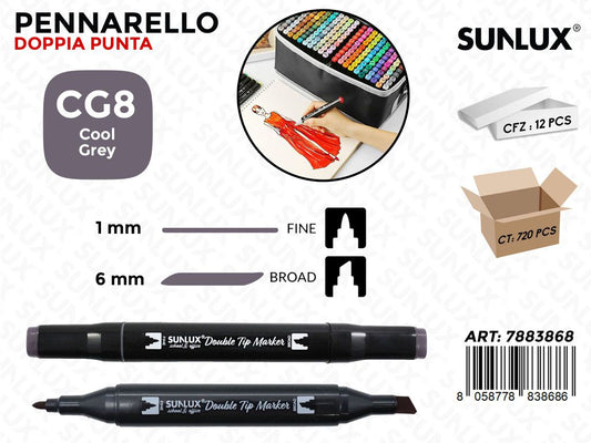 Double Tip Marker N. CG8 Cool Grey
