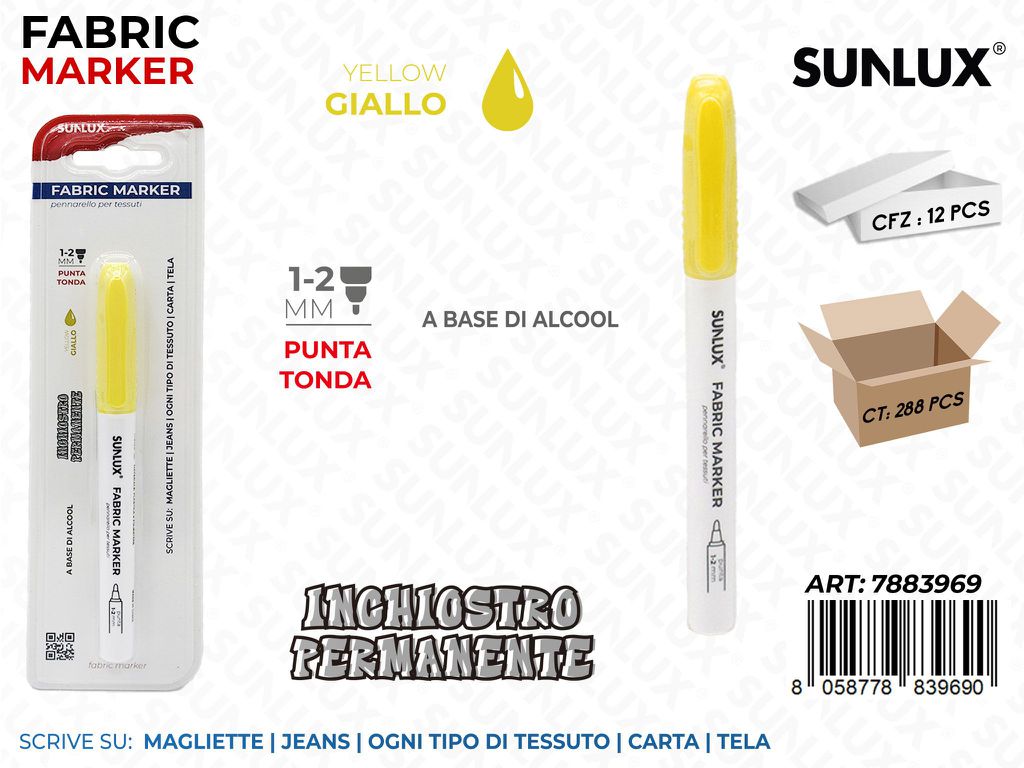 Sunlux Fabric Marker per Tessuti Giallo 1-2MM