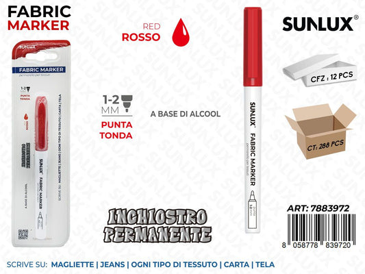 Sunlux Fabric Marker per Tessuti Rosso 1-2MM