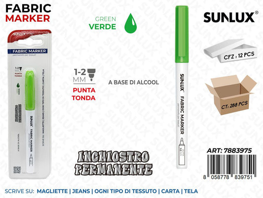 Sunlux Fabric Marker per Tessuti Verde 1-2MM