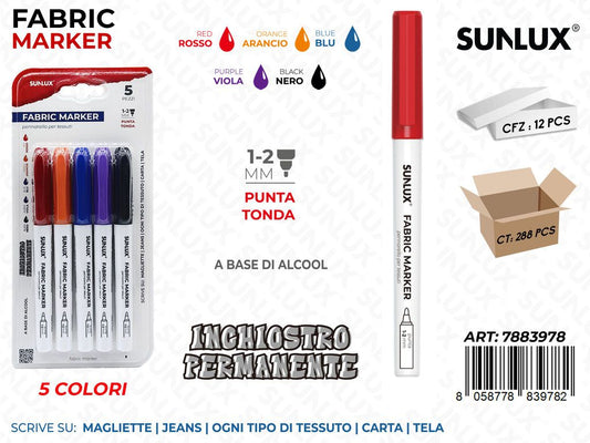 FABRIC MARKER PER TESSUTI 5COL. ASS. 1-2MM /PZ DA 12**