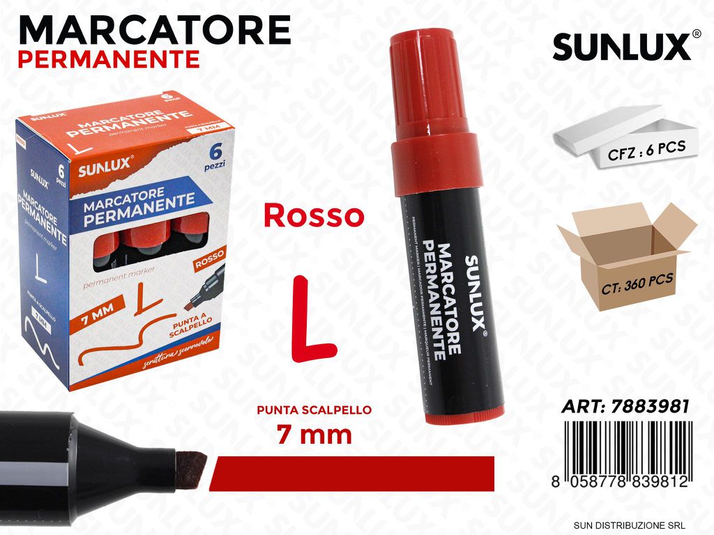 Marcatore Permanente Rosso L 7MM