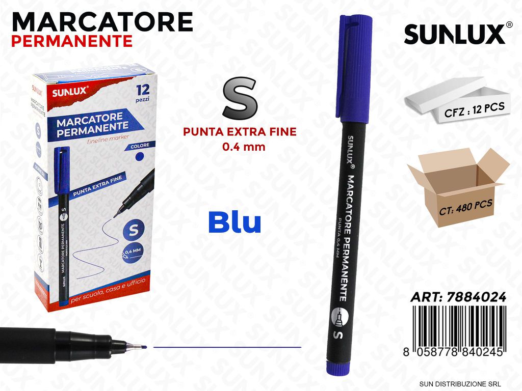 Marcatore Permanente Blu S-0.4MM