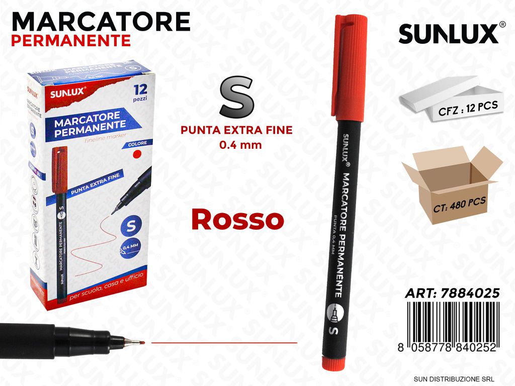 Marcatore Permanente Rosso S-0.4MM