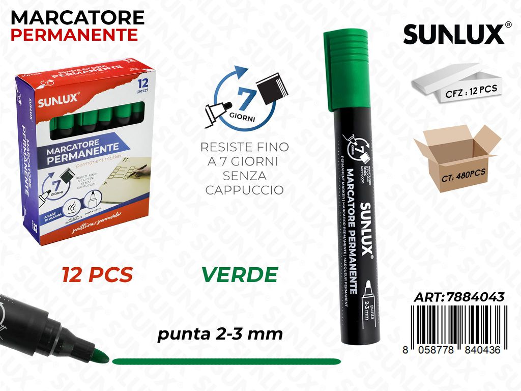 Marcatore Permanente Verde 2-3MM