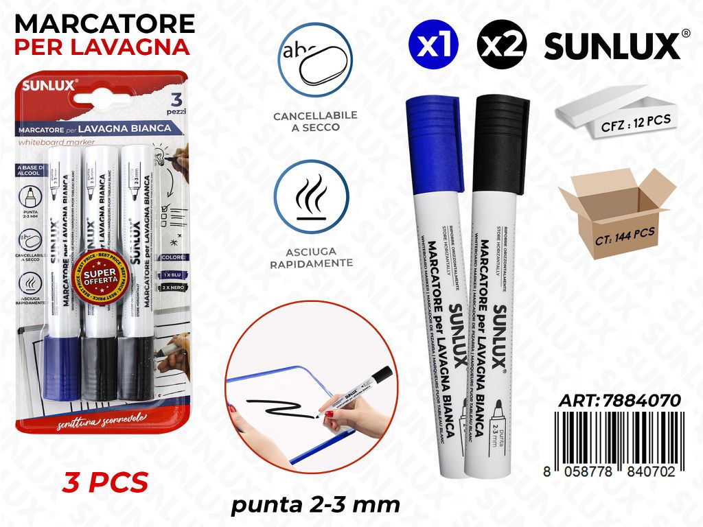 BL. MARCATORE PER LAVAGNA ASS. 2-3MM 3PCS/PZ DA 12**