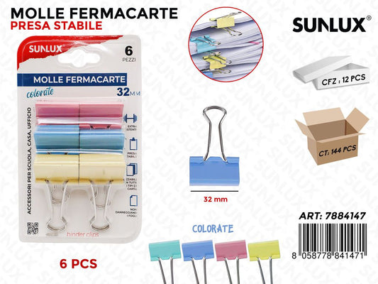 Sunlux Molle Fermacarte Col. Ass. 6PCS 32MM