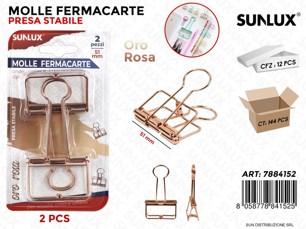 Bl. Fermacarte Oro Rosa 2PCS 51MM
