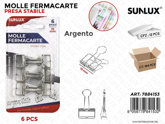 Bl. Fermacarte Arg. 6PCS 19MM