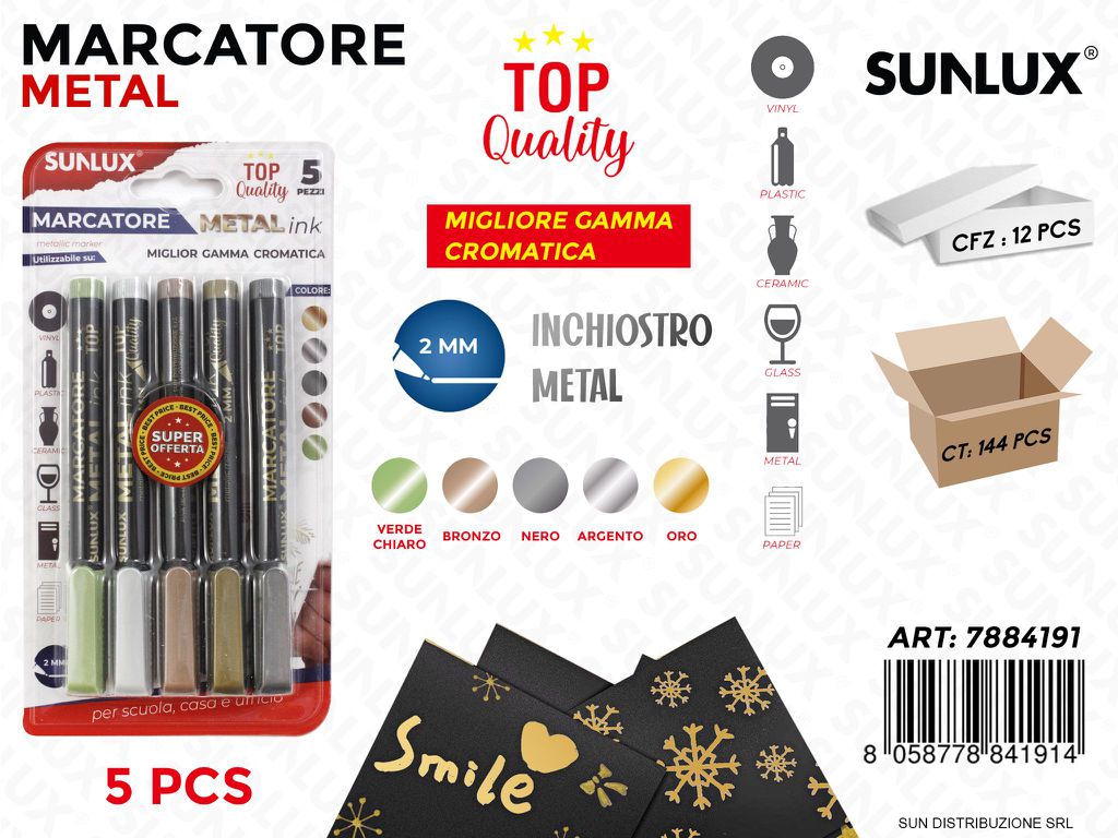 BL. MARCATORE METAL 5PCS COL.ASS. 2MM /PZ DA 12**