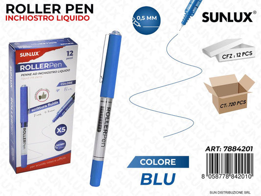 Roller Pen Inch. Liquido Blu 0.5MM