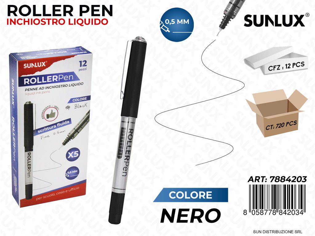 Roller Pen Inch. Liquido Nero 0.5MM
