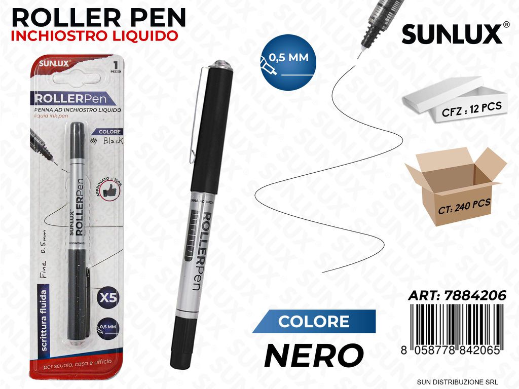 Bl. Roller Pen Inch. Liquido Nero 0.5MM