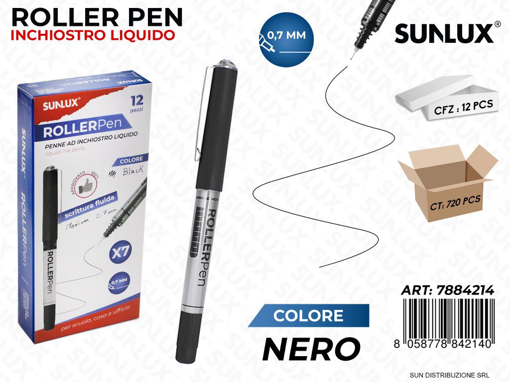 Roller Pen Inch. Liquido Nero 0.7MM