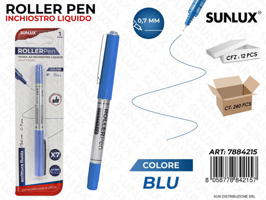 Bl. Roller Pen Inch. Liquido Blu 0.7MM