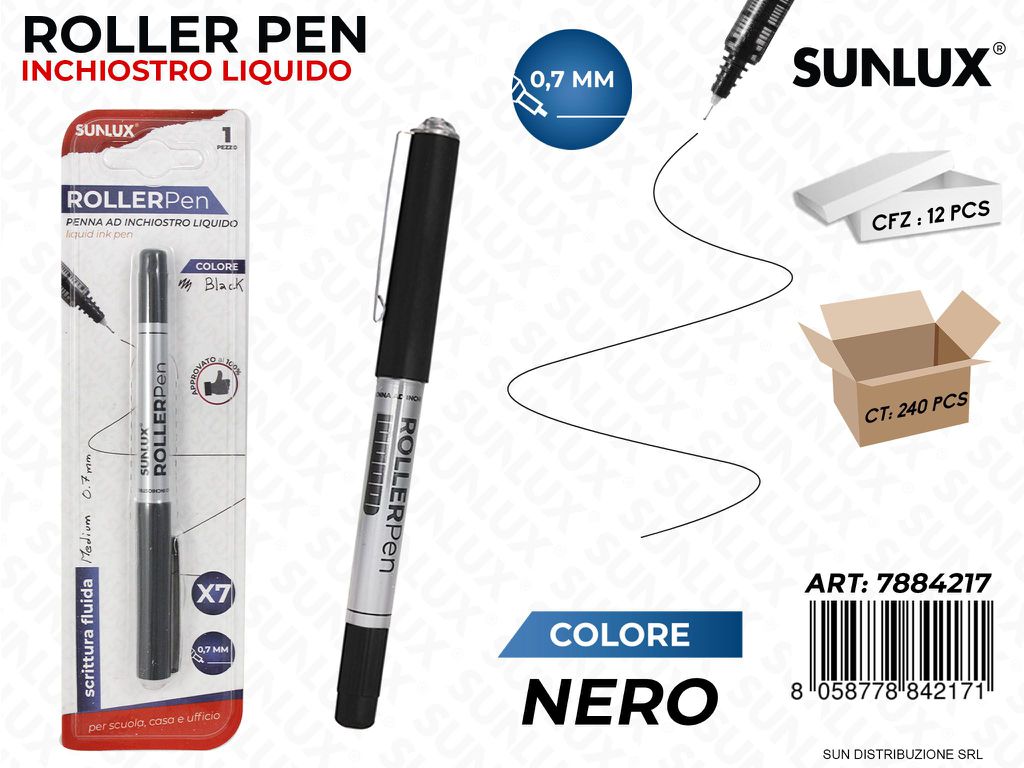 Bl. Roller Pen Inch. Liquido Nero 0.7MM