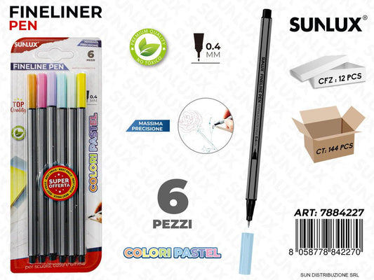 Fineliner Pen Col. Pastel 6PCS 0.4MM