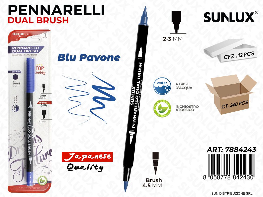 Bl. Pennarelli Dual Brush Blu Pavone
