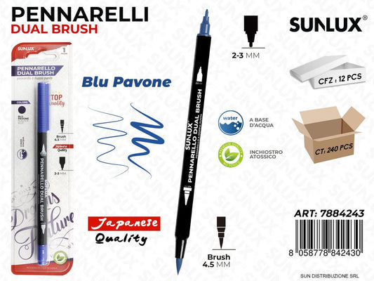 Bl. Pennarelli Dual Brush Blu Pavone