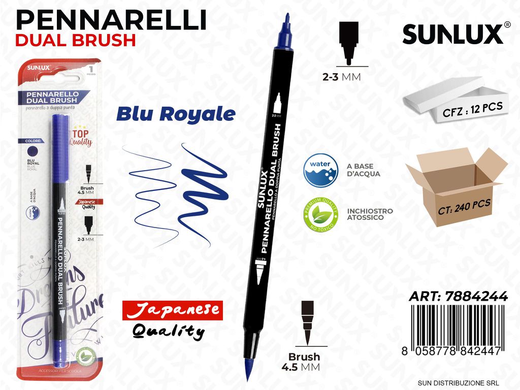 Bl. Pennarelli Dual Brush Blu Royale
