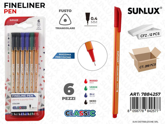 Fineliner Pen Col. Classic 6PCS 0.4MM