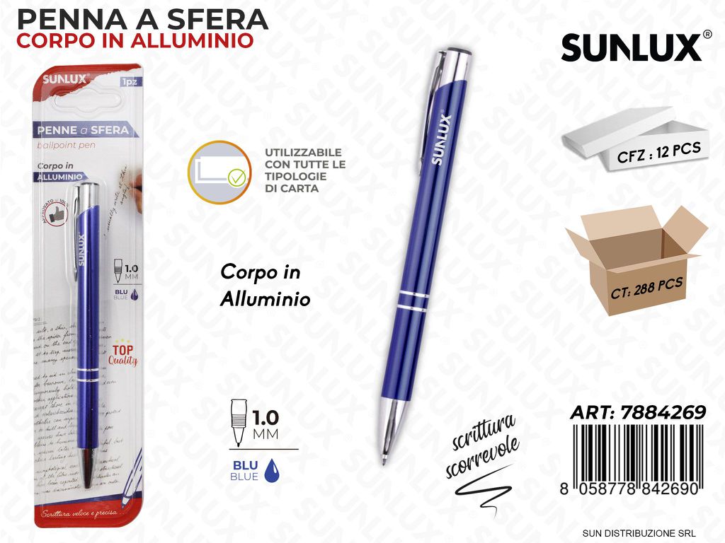 PENNA A SFERA CORPO ALLUM. BLU 1.0MM /PZ DA 12**