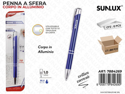 PENNA A SFERA CORPO ALLUM. BLU 1.0MM /PZ DA 12**