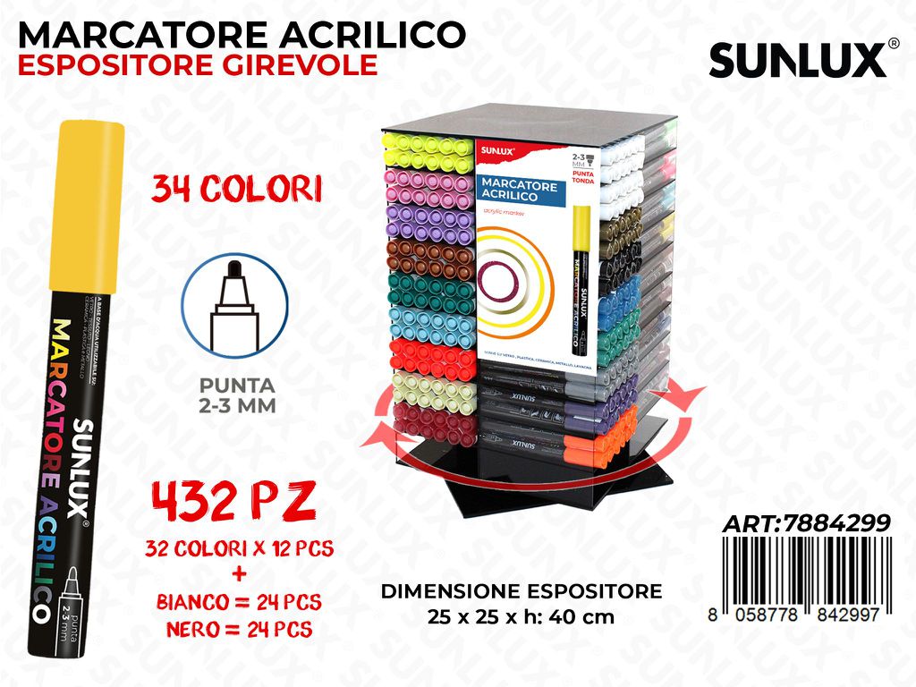 Esp. Girevole Marcatore Acrilico 34COL. Ass. 432PCS Tot.