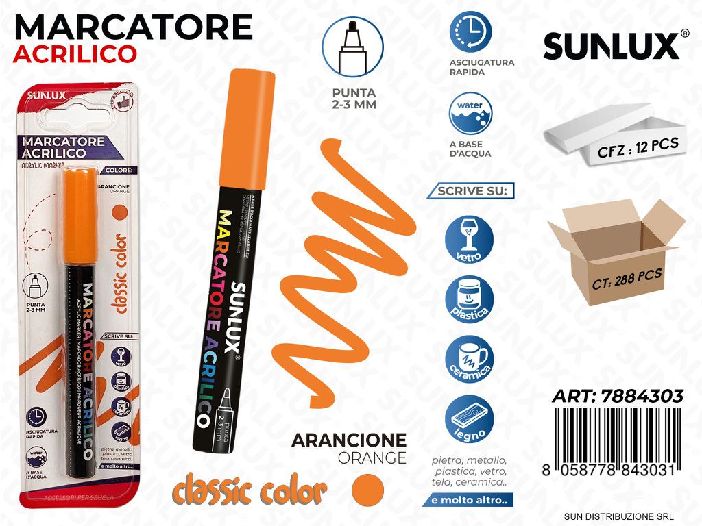 Bl. Marcatore Acrilico Arancione 2-3MM