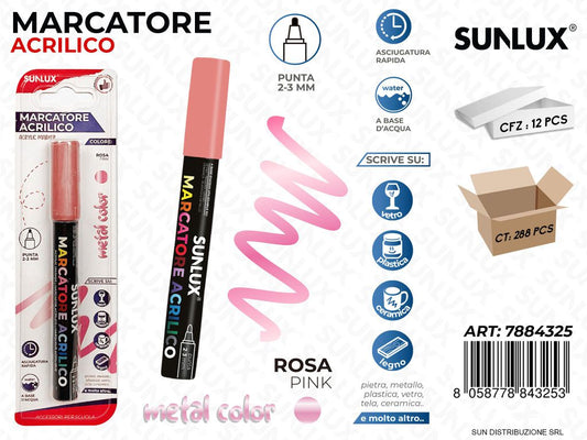 Bl. Marcatore Acrilico Rosa Metal 2-3MM