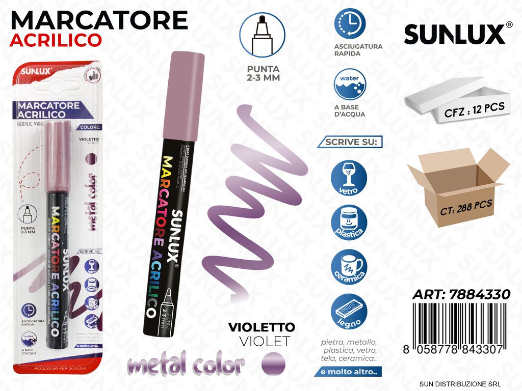 Bl. Marcatore Acrilico Violetto Metal 2-3MM
