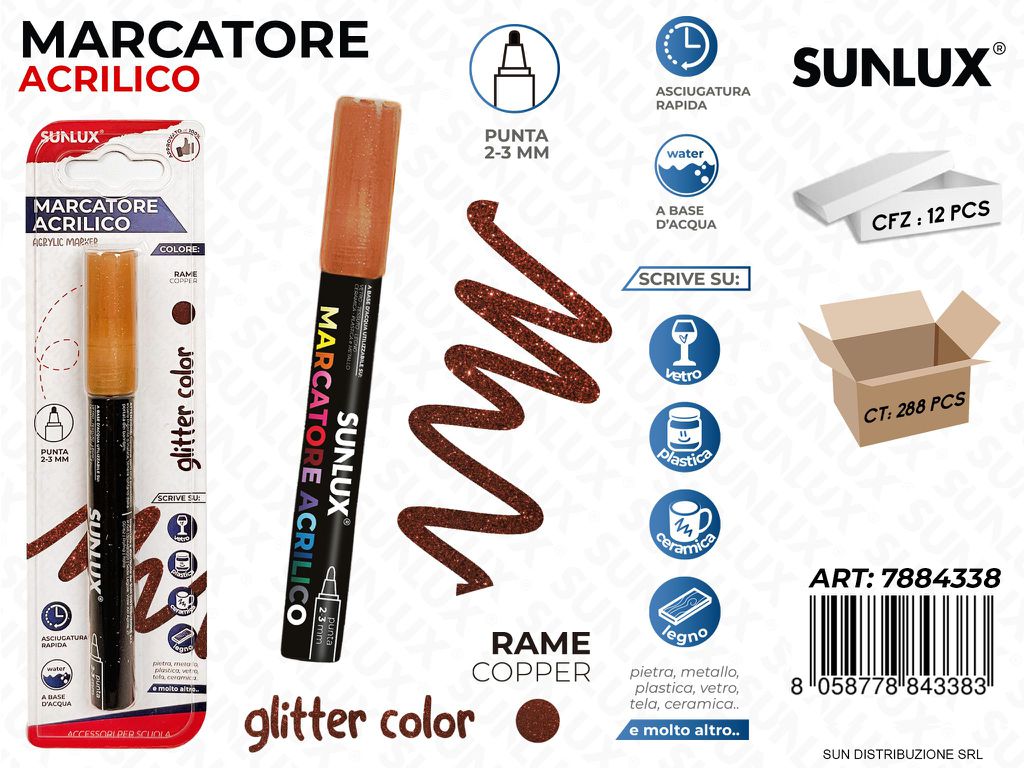 Bl. Marcatore Acrilico Rame Glitter 2-3MM