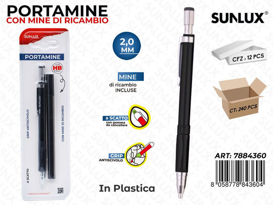 BL. PORTAMINE A SCATTO C/ RICAMBIO 2.0MM /PZ DA 12**