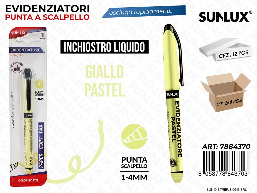Bl. Evidenziatore Giallo Pastel Liquido 1-4MM