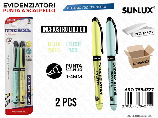 BL. EVIDENZIATORE ASS. PASTEL LIQUIDO 1-4MM 2PCS /PZ DA 12**