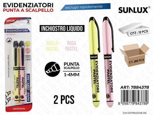 BL. EVIDENZIATORE ASS. PASTEL LIQUIDO 1-4MM 2PCS /PZ DA 12**
