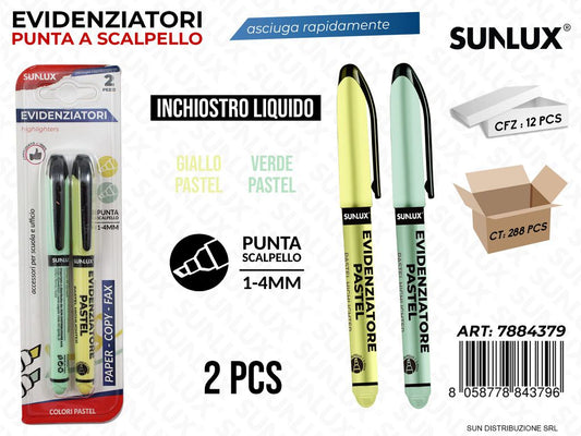 BL. EVIDENZIATORE ASS. PASTEL LIQUIDO 1-4MM 2PCS /PZ DA 12**
