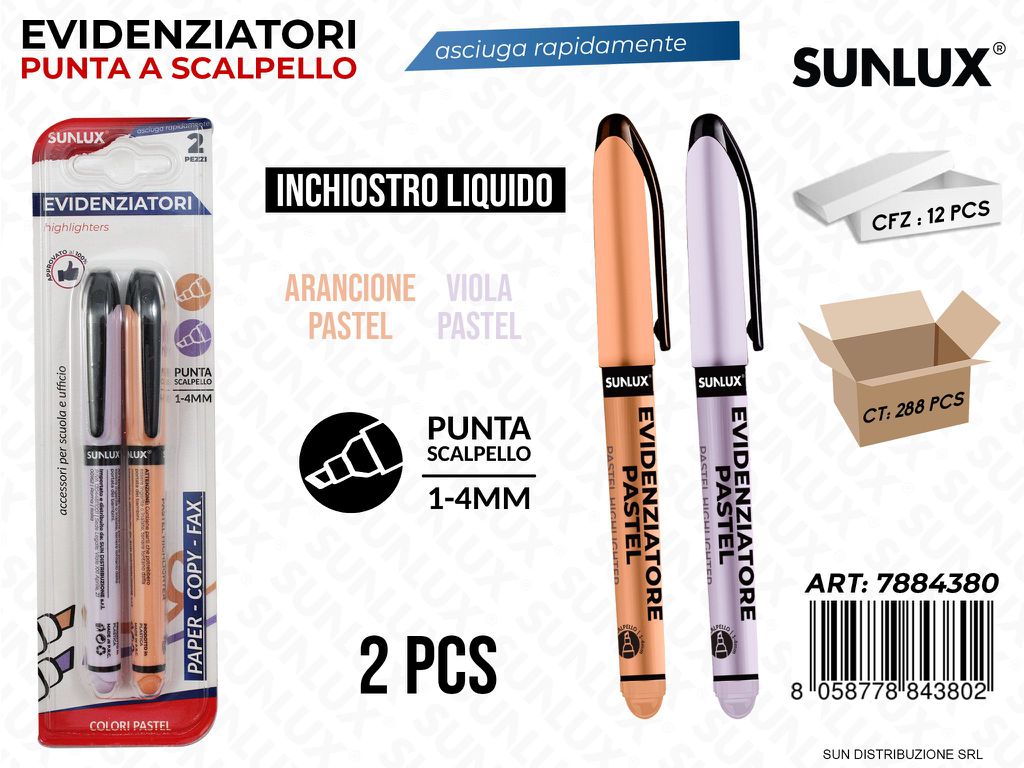 Bl. Evidenziatore Ass. Pastel Liquido 1-4MM 2PCS