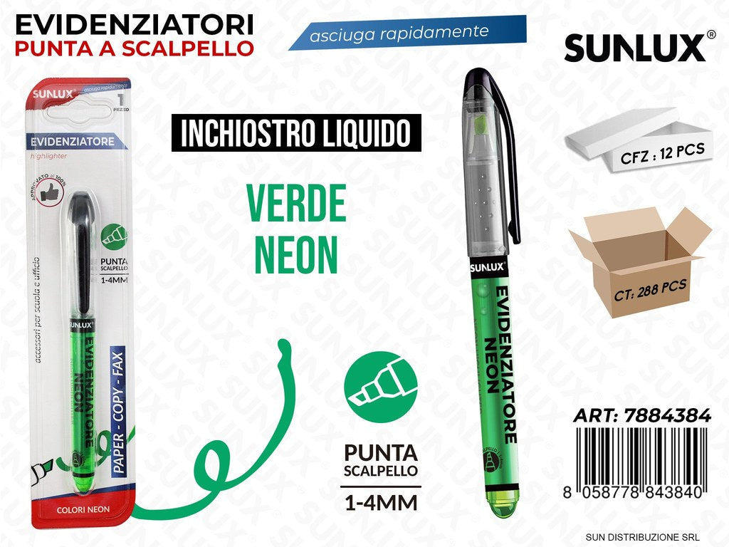 Bl. Evidenziatore Verde Neon Liquido 1-4MM