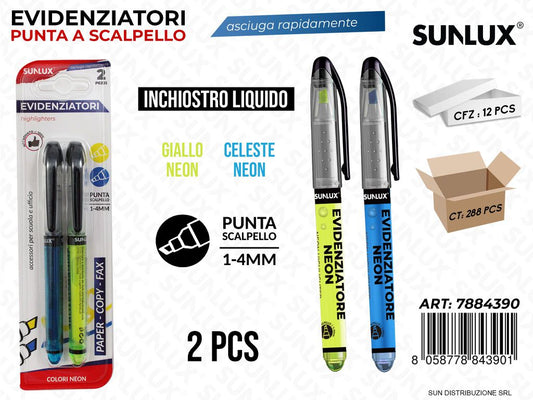 BL. EVIDENZIATORE ASS. NEON LIQUIDO 1-4MM 2PCS /PZ DA 12**