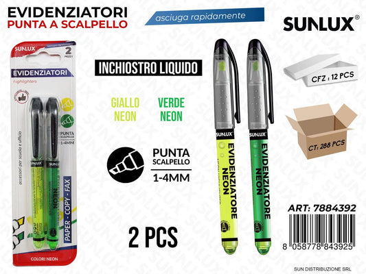 BL. EVIDENZIATORE ASS. NEON LIQUIDO 1-4MM 2PCS /PZ DA 12**