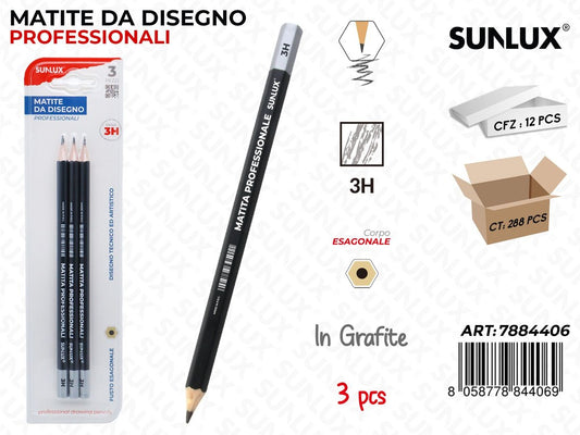 Bl. Matite da Disegno Prof. 3H 3PCS