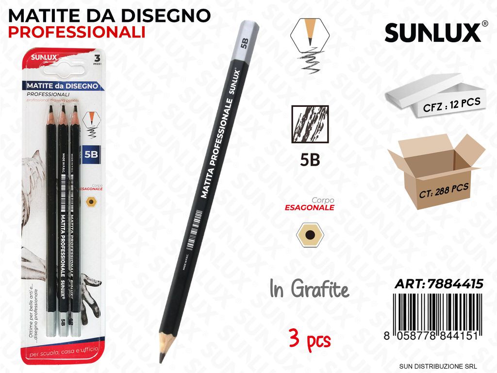 Bl. Matite da Disegno Prof. 5B 3PCS